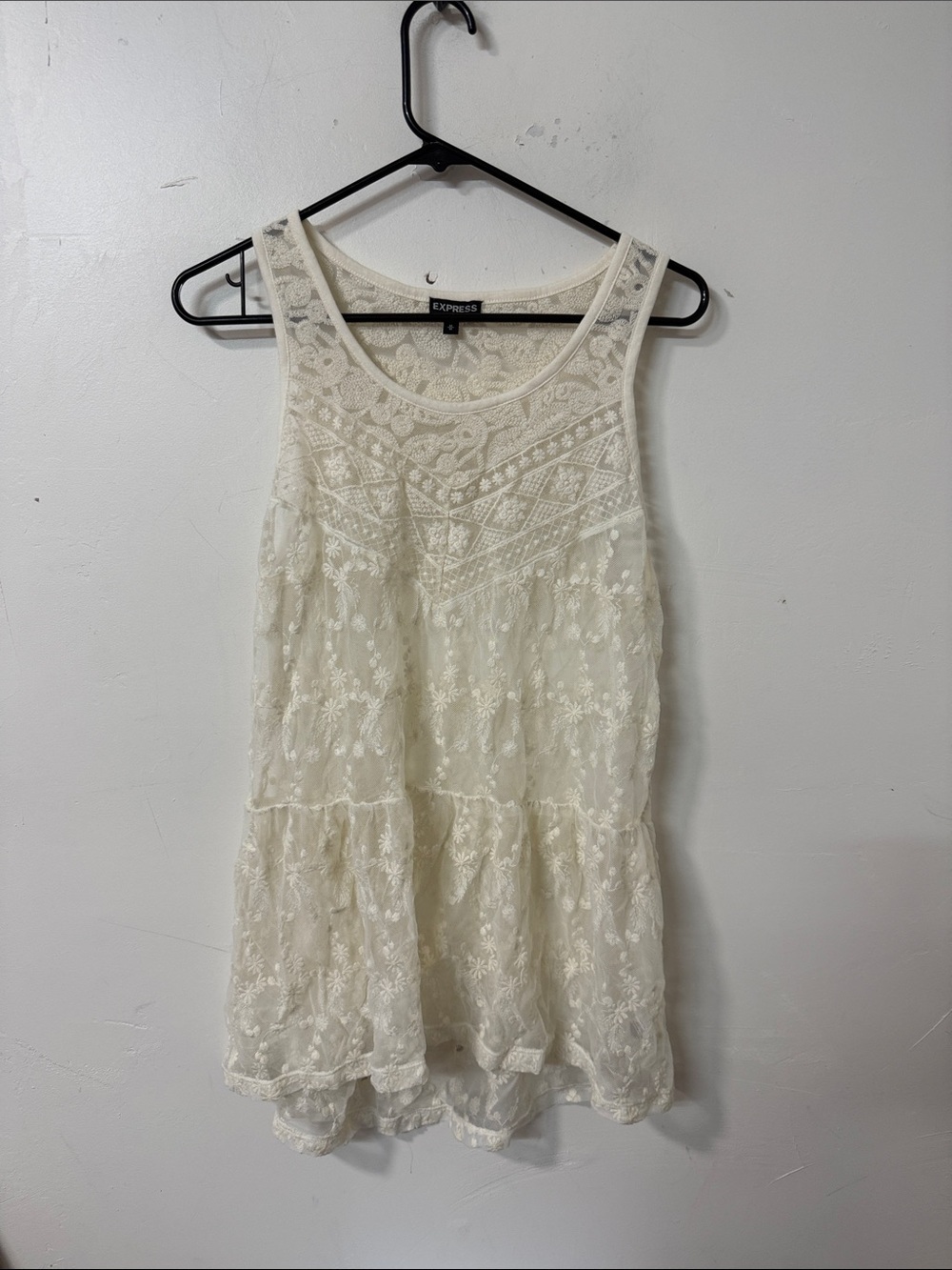 Express Cream Lace Sleeveless Tunic Y2K